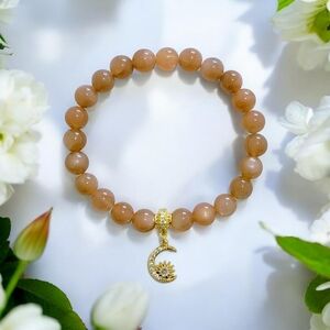 Sunstone Bracelet With Cubic Zirconia Charm